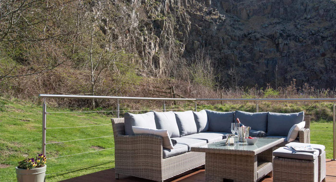 Decking with quarry views